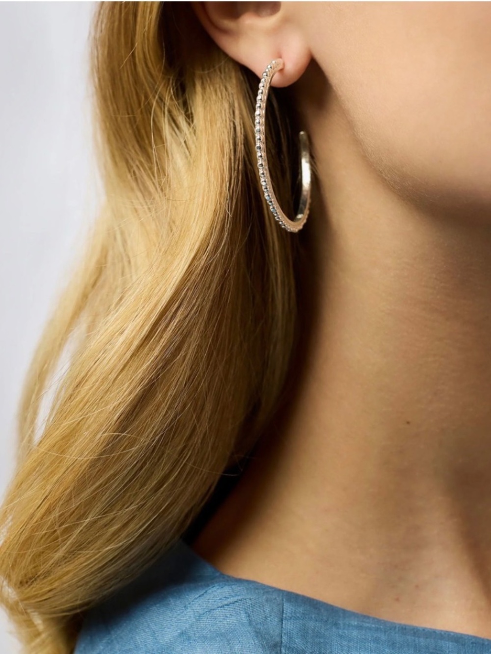 New in Box Julie Vos Silver Colette Bead Hoop Earrings